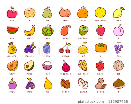 粗略繪製的可愛水果圖示集 粗略繪製的可愛水果圖示集 116987466