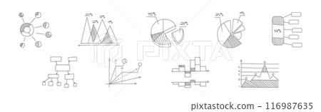 Graph and Chart Line Drawing as Infographic Element Vector Set 116987635