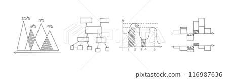 Graph and Chart Line Drawing as Infographic Element Vector Set 116987636