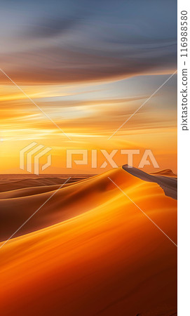 Dunes during sunset over the desert, vertical poster, earth ecosystems concept 116988580