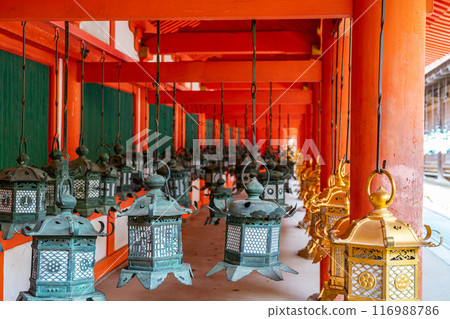 【奈良縣】春日大社走廊裡排列的燈籠 116988786