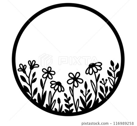 Floral round pattern with flowers, daisy 116989258