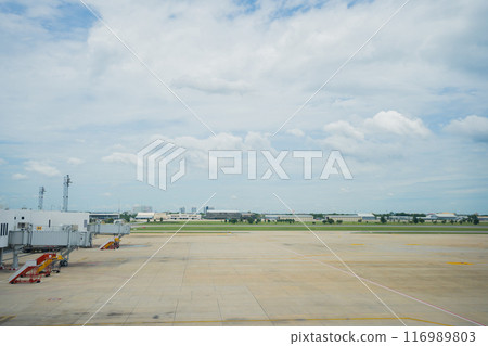 business concept with runway at airport 116989803