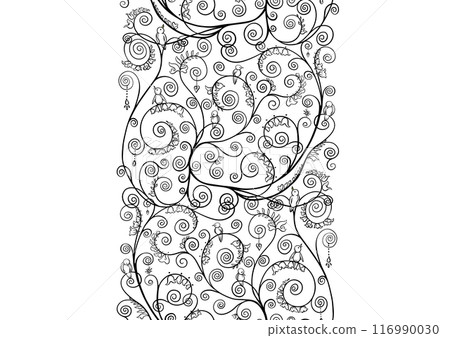 Tree branches with birds, inspired by Gustav Klimt's tree of life 116990030
