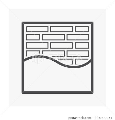 Brick wall and plastering vector icon, architecture and construction building. 116990034