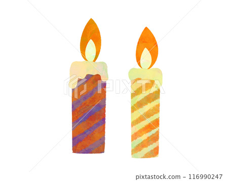 紅色和黃色蠟燭的插圖 116990247