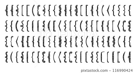 Shaded text brackets, black quotation box. Curly, square and corner parentheses. Vintage typographical symbol, calligraphic quote frame. Doodle, lettering element. Vector illustration Shaded text brackets, black quotation box. Curly, square and corner parentheses. Vintage typographical symbol, calligraphic quote frame. Doodle, lettering element. Vector illustration 116990424