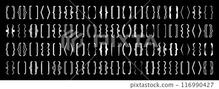 Shaded text brackets, black quotation box. Curly, square and corner parentheses. Vintage typographical symbol, calligraphic quote frame. Doodle, lettering element. Vector illustration Shaded text brackets, black quotation box. Curly, square and corner parentheses. Vintage typographical symbol, calligraphic quote frame. Doodle, lettering element. Vector illustration 116990427
