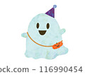 戴著三角帽的可愛鬼魂的插圖 116990454