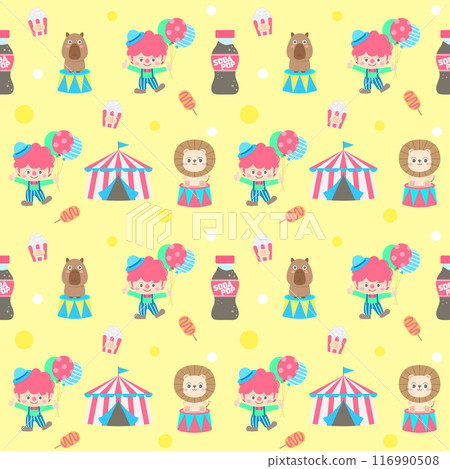 cute kids pastel seamless pattern circus party illustration 116990508
