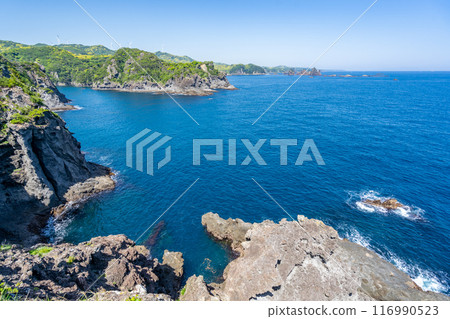 伊豆半島最南端的伊呂崎，風景優美的海角，壯麗的太平洋全景 116990523