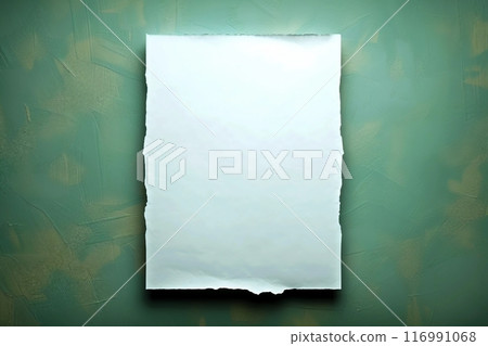 Empty white paper sheet isolated on green background 116991068
