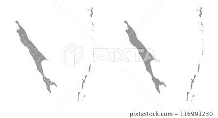 Sakhalin Oblast map, administrative division of Russia. Vector illustration. 116991230