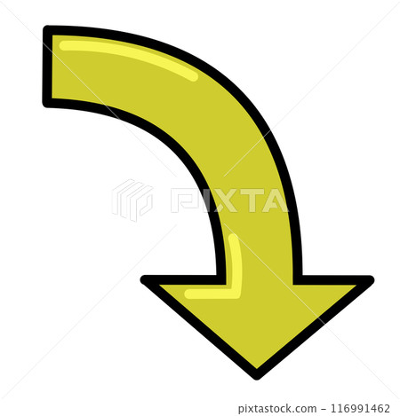 彎曲箭頭2（黃色）（畫線/帶反射） 116991462