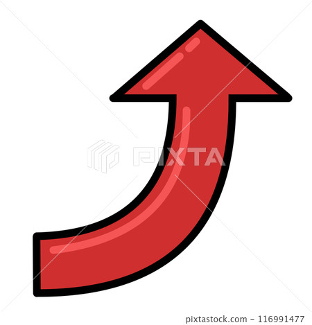 Curved arrow 1 (red) (line drawing, with reflection) 116991477