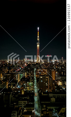 Skytree and cityscape at night 116991537