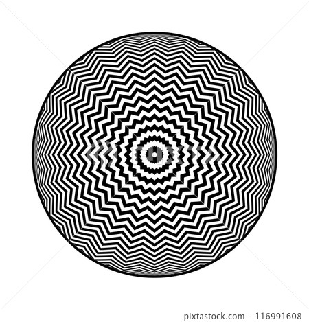 Abstract Radial Circular Zig Zag Lines Pattern with 3D Illusion Effect. Abstract Radial Circular Zig Zag Lines Pattern with 3D Illusion Effect. 116991608