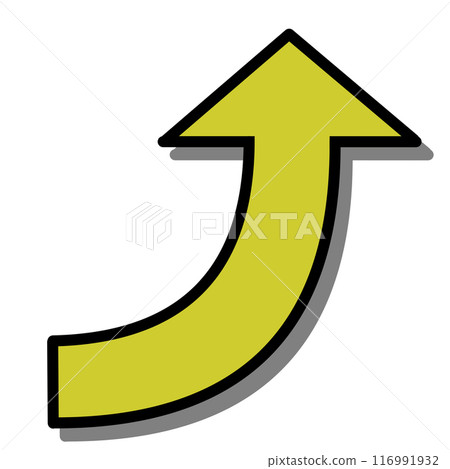 Curved arrow 1 (yellow) (line drawing, with shadow) 116991932