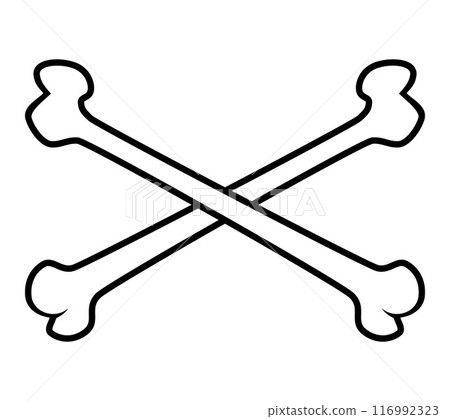 white crossbones, black and white vector illustration of crossed bones, isolated on white white crossbones, black and white vector illustration of crossed bones, isolated on white 116992323