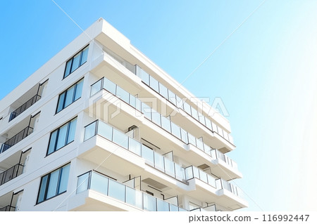 AI-generated image of the exterior of an apartment building 116992447