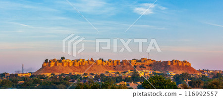 Panorama of Jaisalmer Fort known as the Golden Fort Sonar quila, 116992557