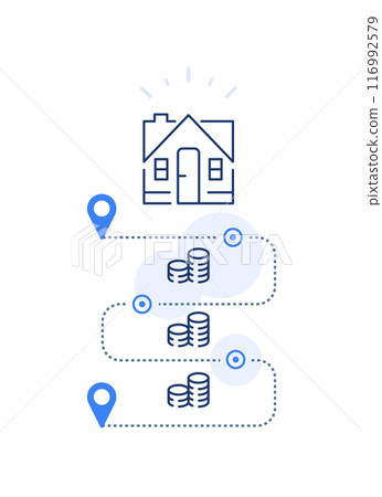 Mortgage loan concept,home ownership, down payment, long term interest rate,purchase house,household expenses 116992579