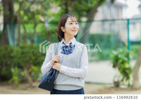 High school girl in the park High school girl in the park 116992610