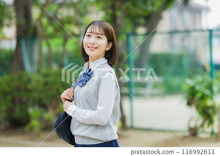 High school girl in the park High school girl in the park 116992611