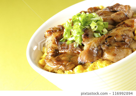 Grilled pheasant rice bowl, Yakitori rice bowl, Oyako rice bowl 116992894
