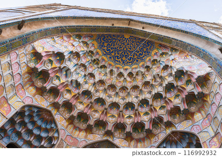 Decoration details of the external portal of Abdulaziz Khan Madrasah 116992932