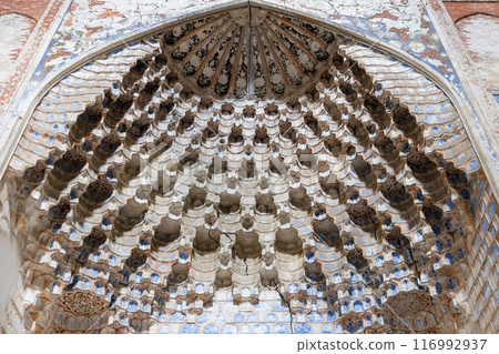 Mihrab in the winter mosque of Abdulaziz Khan Madrasah, Bukhara Mihrab in the winter mosque of Abdulaziz Khan Madrasah, Bukhara 116992937