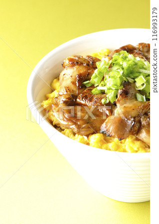 Grilled pheasant rice bowl, Yakitori rice bowl, Oyako rice bowl 116993179