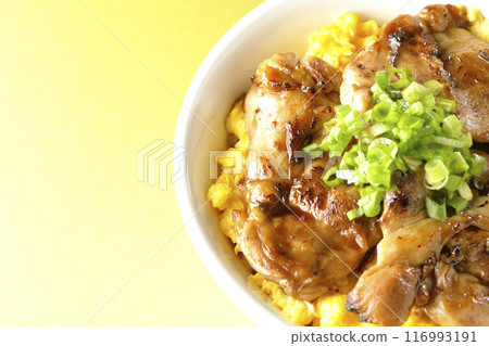 Grilled pheasant rice bowl, Yakitori rice bowl, Oyako rice bowl 116993191