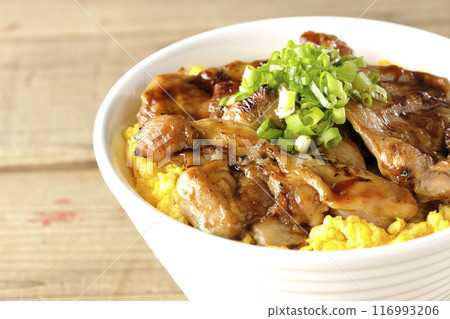Grilled pheasant rice bowl, Yakitori rice bowl, Oyako rice bowl 116993206