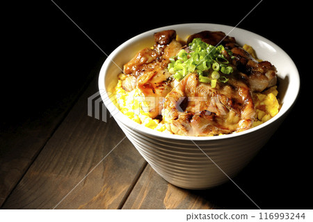 Grilled pheasant rice bowl, Yakitori rice bowl, Oyako rice bowl 116993244