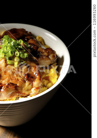Grilled pheasant rice bowl, Yakitori rice bowl, Oyako rice bowl 116993260