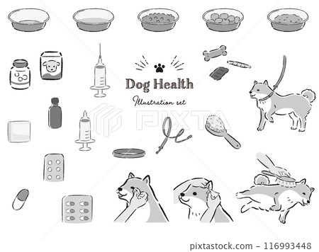 Dog health related illustration set Dog health related illustration set 116993448