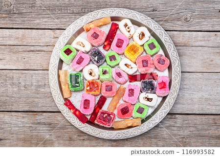 Turkish delight candy . Rahat lokum photography 116993582