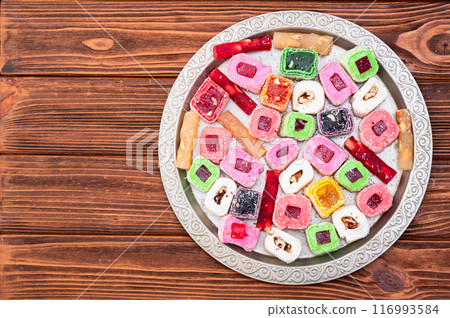 Turkish delight candy . Rahat lokum photography 116993584
