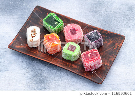 Turkish delight candy . Rahat lokum photography 116993601