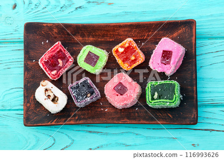 Turkish delight candy . Rahat lokum photography Turkish delight candy . Rahat lokum photography 116993626