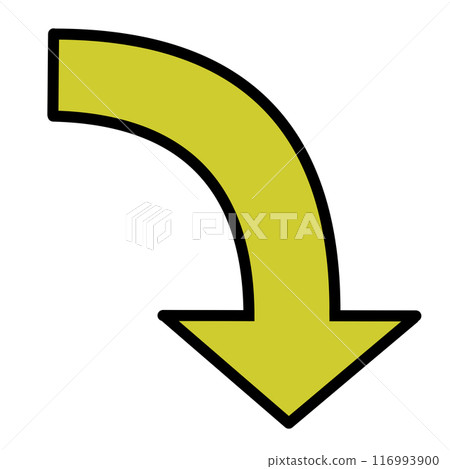 Curved arrow 2 (yellow) (with line drawing) Curved arrow 2 (yellow) (with line drawing) 116993900