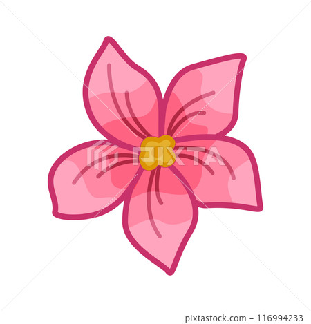 Hibiscus flower cartoon icon. Vector illustration of a tropical blossom plant on a white background. Hibiscus flower cartoon icon. Vector illustration of a tropical blossom plant on a white background. 116994233