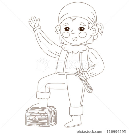 Exciting coloring pages featuring brave pirates. Perfect for activity books Exciting coloring pages featuring brave pirates. Perfect for activity books 116994295