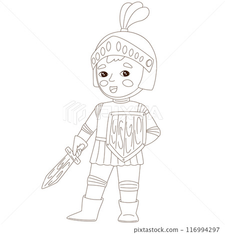 Exciting coloring pages featuring valiant knights. Perfect for activity books Exciting coloring pages featuring valiant knights. Perfect for activity books 116994297