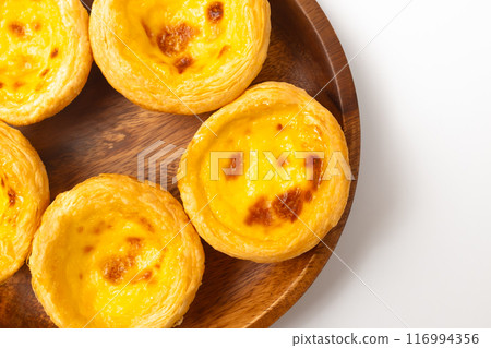 Egg tarts on a white background Egg tarts on a white background 116994356