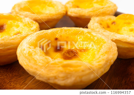 Egg tarts on a white background Egg tarts on a white background 116994357