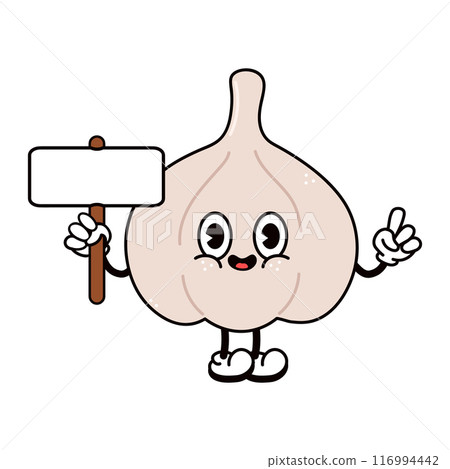 Cute funny Garlic with an inscription character. Vector hand drawn traditional cartoon vintage, retro, kawaii character illustration icon. Isolated background. Garlic Cute funny Garlic with an inscription character. Vector hand drawn traditional cartoon vintage, retro, kawaii character illustration icon. Isolated background. Garlic 116994442