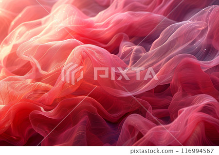 Background of pink fabric with a wave pattern. Fabric is red and has a shiny texture. Wave pattern is very intricate Background of pink fabric with a wave pattern. Fabric is red and has a shiny texture. Wave pattern is very intricate 116994567