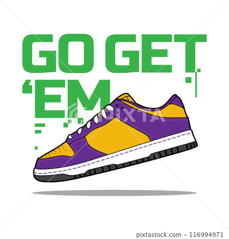 Sneakers shoe slogan t-shirt streetwear. Sneaker typography slogan tshirt design concept. Vector icon logo illustration. 116994971